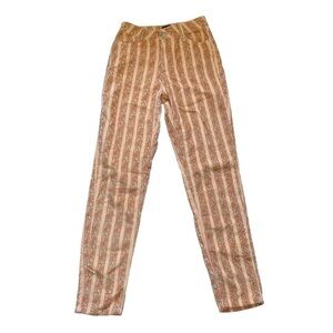 BDG Tan & Orange Stripes Floral Corduroy Mom High Rise Jeans US 24